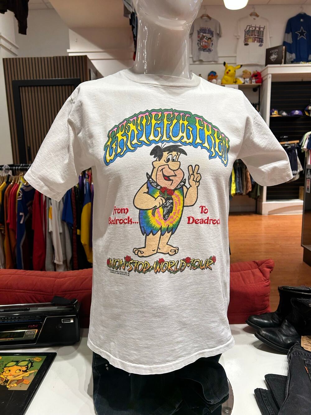 1989 Flintstone Grateful Fred Bedrock To Deadrock Grateful Dead Tour Tee Size XL